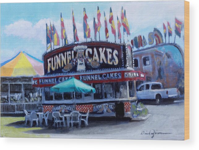 Carnival Paintings Wood Print featuring the painting Funnel Cakes by David Zimmerman