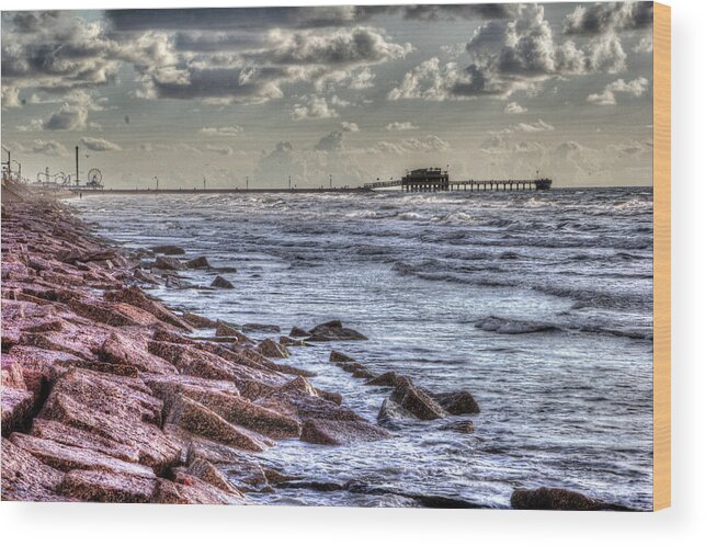 Galveston Wood Print featuring the photograph Galveston's Piers by Doc Hafferty