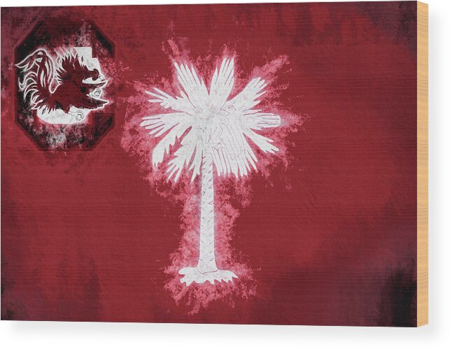 South Carolina Gamecocks Wood Print featuring the digital art Gamecocks South Carolina State Flag by JC Findley