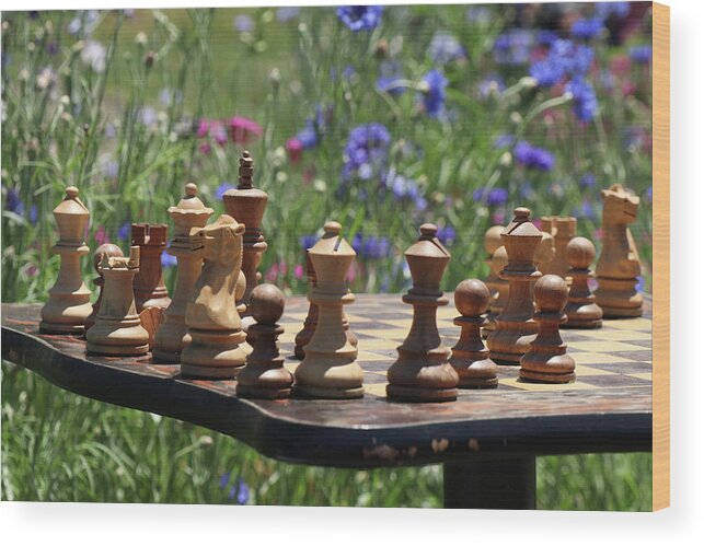 Chess Wood Print featuring the photograph Garden Chess by Cate Franklyn