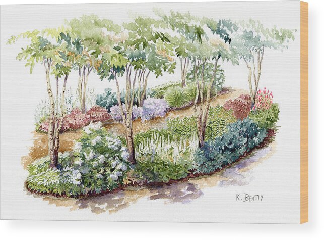 Garden Wood Print featuring the painting Garden, Dark Side by Karla Beatty