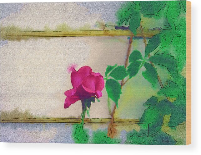 Rose Wood Print featuring the digital art Garden Rose by Holly Ethan