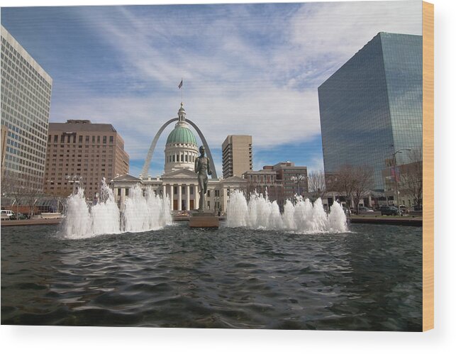 Gateway Arch Wood Print featuring the photograph Gateway Arch and Old Courthouse in St. Louis by Sven Brogren