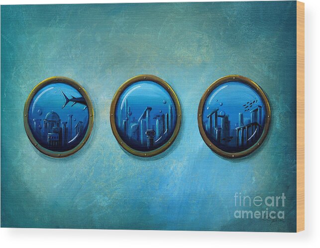 Porthole Wood Print featuring the painting Gateway To Antiquity by Cindy Thornton