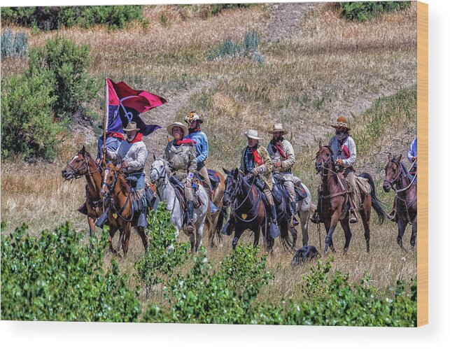 Little Bighorn Re-enactment Wood Print featuring the photograph General Custer and his Entourage by Donald Pash