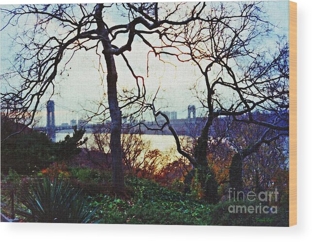 Bridge Wood Print featuring the photograph George Washington Bridge at Sunset by Sarah Loft