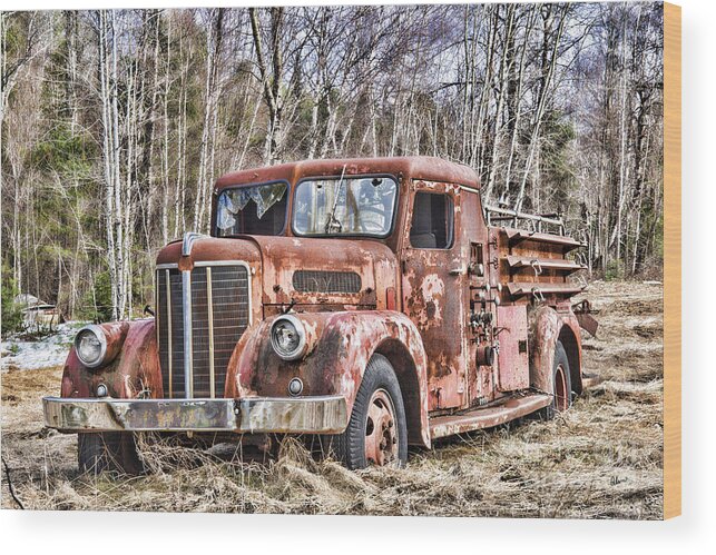 Ghost Wood Print featuring the photograph Ghost Fire Truck by Alana Ranney