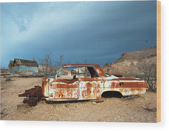 Ghost Town Wood Print featuring the photograph Ghost Town Old Car by Catherine Lau