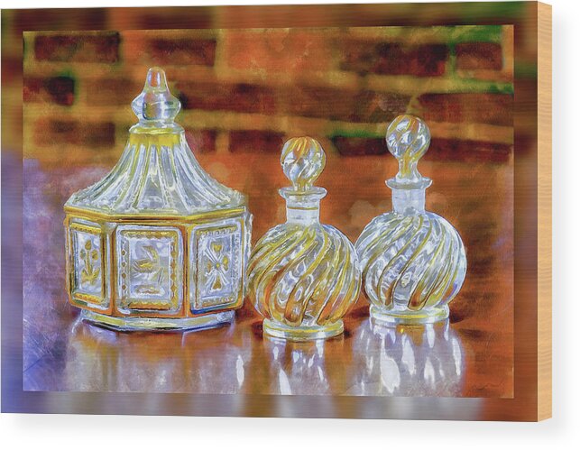 Gilded Wood Print featuring the photograph Gilded Cut Crystal Glassware by Betty Denise