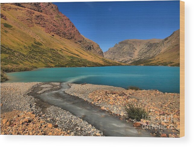 Cracker Lake Wood Print featuring the photograph Glacier Cracker Lake by Adam Jewell