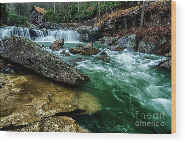 Babcock State Park Wood Print featuring the photograph Glade Creek and Grist Mill by Thomas R Fletcher