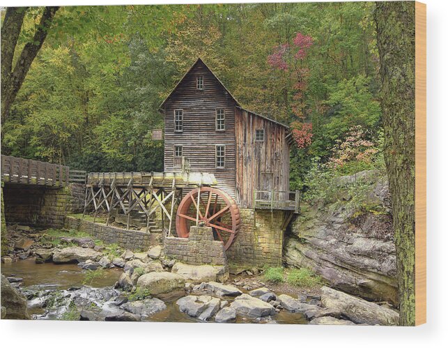 Grist Mill Wood Print featuring the photograph Glade Creek Grist Mill 2 by Dan Myers