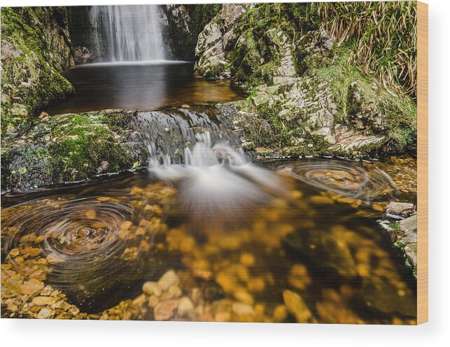 Glenevin Waterfall Wood Print featuring the photograph Glenevin waterfall clonmany by Martina Fagan