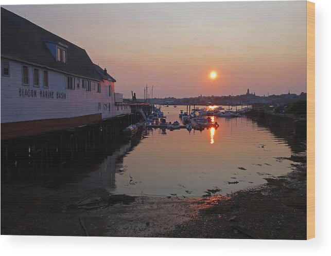 Gloucester Wood Print featuring the photograph Gloucester Harbor Beacon Marine Basin by Toby McGuire