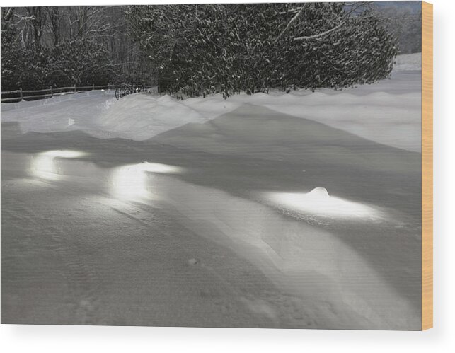 Snow Wood Print featuring the photograph Glowing Landscape Lighting by D K Wall
