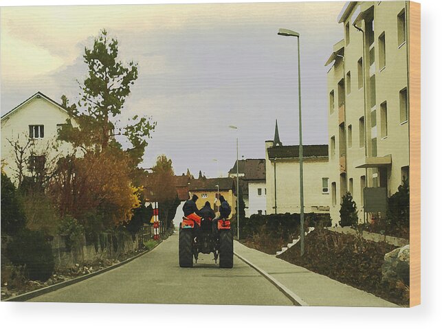  Swiss Scene Wood Print featuring the photograph Going Home by Chuck Shafer