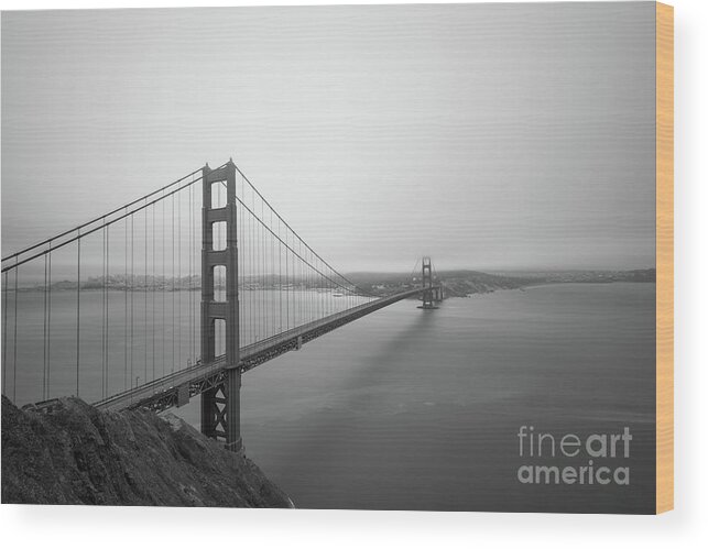 San Fransisco Wood Print featuring the photograph Golden Gate Bridge BW by Michael Ver Sprill