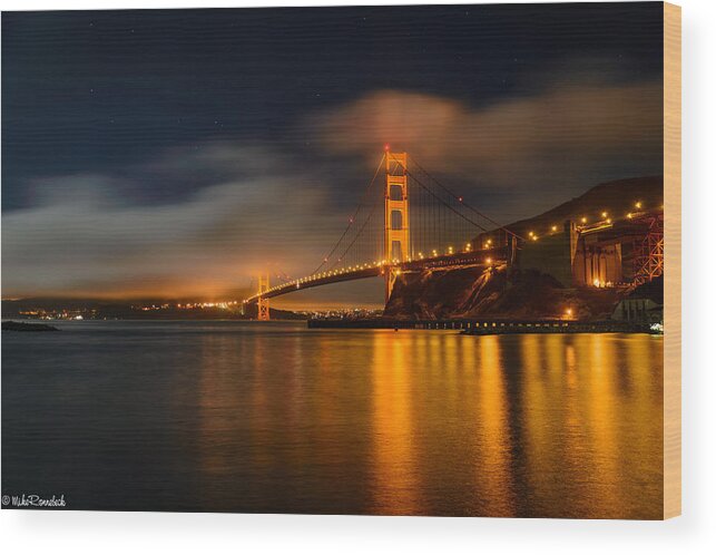 Golden Gate Bridge Wood Print featuring the photograph Golden Gate Night by Mike Ronnebeck