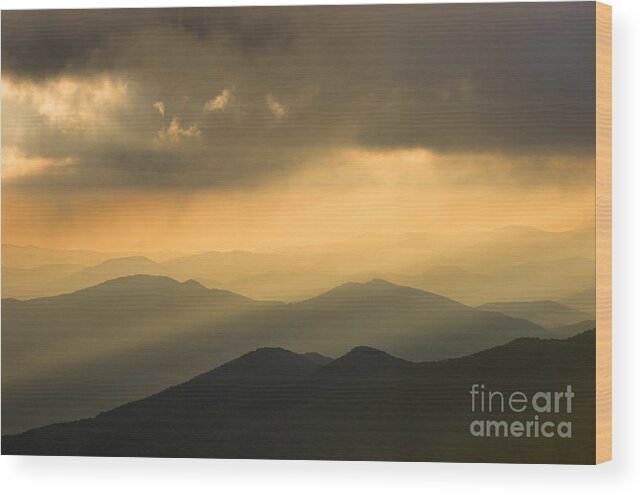 Blue Wood Print featuring the photograph Golden Light on the Blue Ridge - D009553 by Daniel Dempster