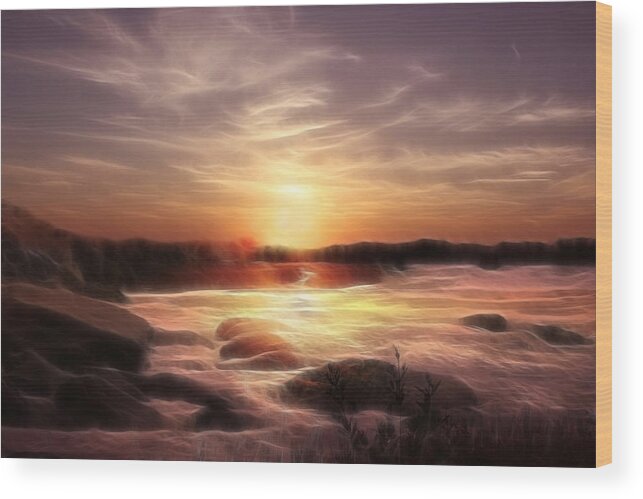 Golden Wood Print featuring the photograph Golden Shore at Sunset by Michele A Loftus
