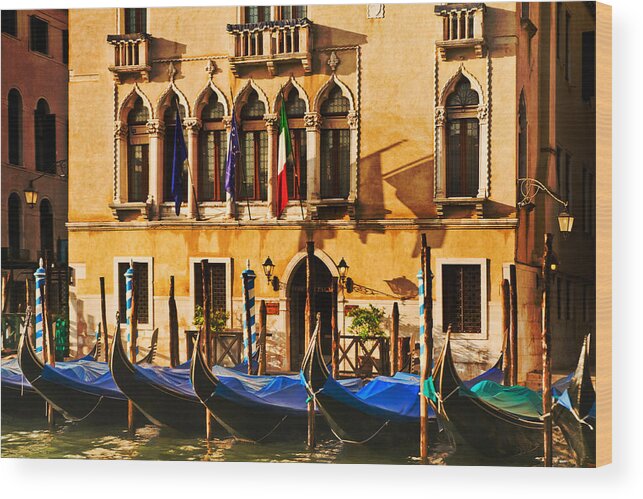 Venice Wood Print featuring the photograph Gondola Parking Only by Mick Burkey