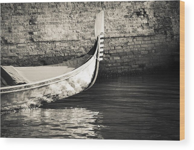 Venice Wood Print featuring the photograph Gondola Wall by Marco Missiaja