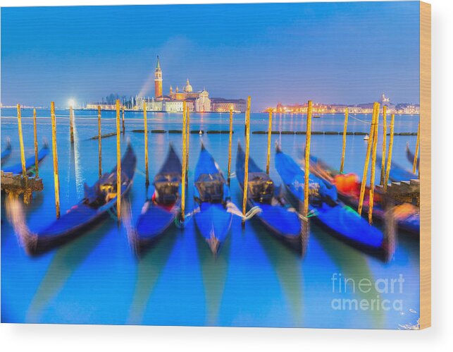 Italy Wood Print featuring the photograph Gondolas in Venice - Italy by Luciano Mortula