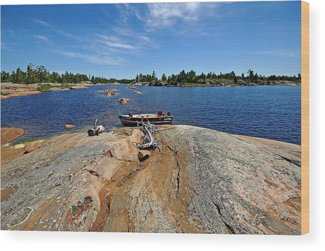 Georgian Bay Wood Print featuring the photograph Gone Exploring by Debbie Oppermann