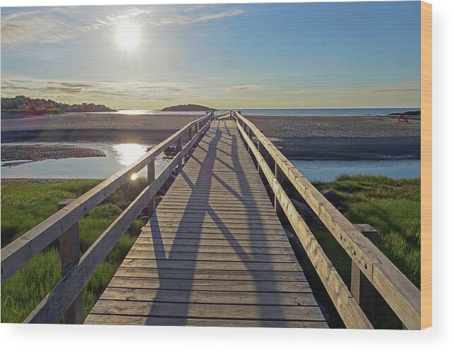 Gloucester Wood Print featuring the photograph Good Harbor Beach Footbridge Sunny Shadow by Toby McGuire