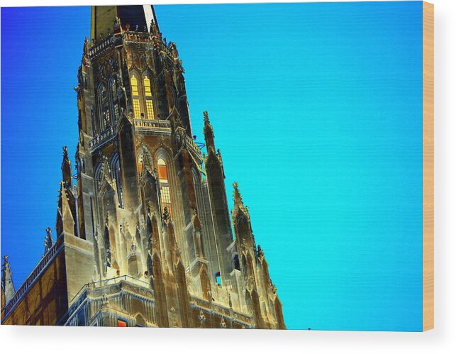 Gold Wood Print featuring the photograph Gothic Chicago Temple by Colleen Cornelius
