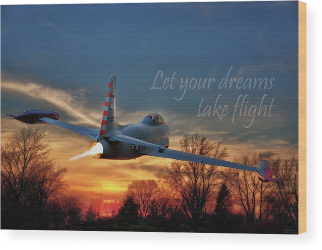 Graduation Airplane Takeoff Flight High School College Gift Mug Commencement Card Wood Print featuring the photograph Graduation Gift Mug or Cards by Peter Herman