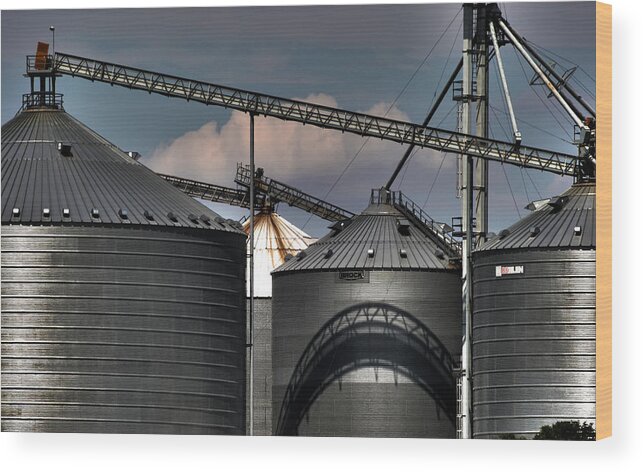 Art Wood Print featuring the photograph Grain Storage Facility by Alan Look
