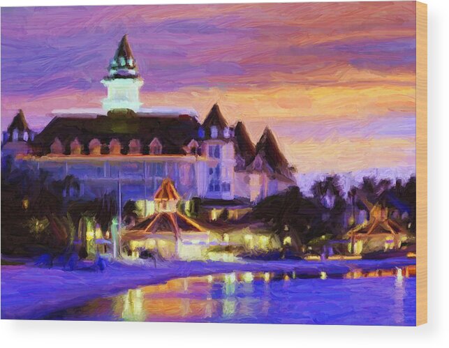 Hotel Wood Print featuring the digital art Grand Floridian by Caito Junqueira