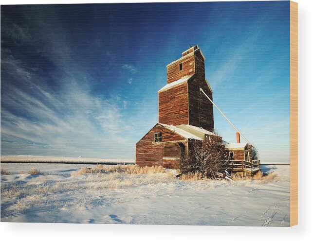 Grain Elevator Wood Print featuring the photograph Granary Chill by Todd Klassy