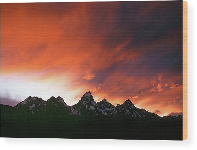 Tetons Wood Print featuring the photograph Grand Teton Sunset by Ted Keller