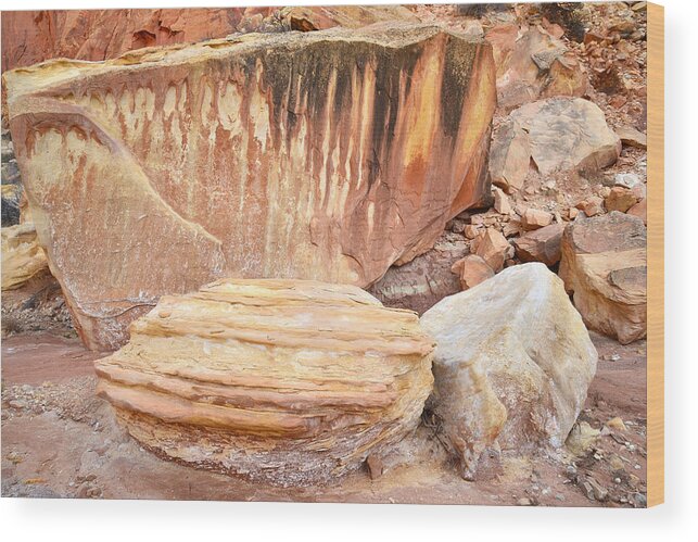 Capitol Reef National Park Wood Print featuring the photograph Grand Wash Rock Art by Ray Mathis