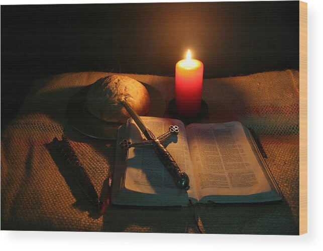 Stilllife Wood Print featuring the photograph Grandfathers Bible by Doug Mills