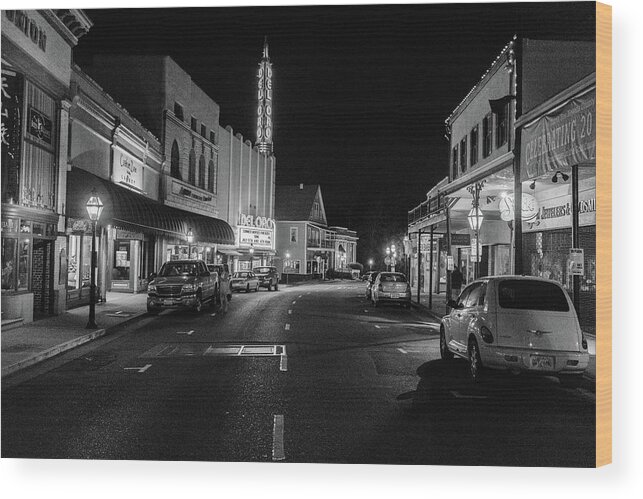 B&w Wood Print featuring the photograph Grass Valley at Night by Robin Mayoff