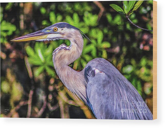 Nature Wood Print featuring the painting Great Blue Heron by DB Hayes