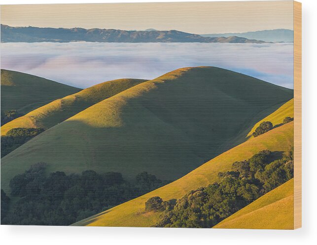 Landscape Wood Print featuring the photograph Green Hills And Low Clouds by Marc Crumpler