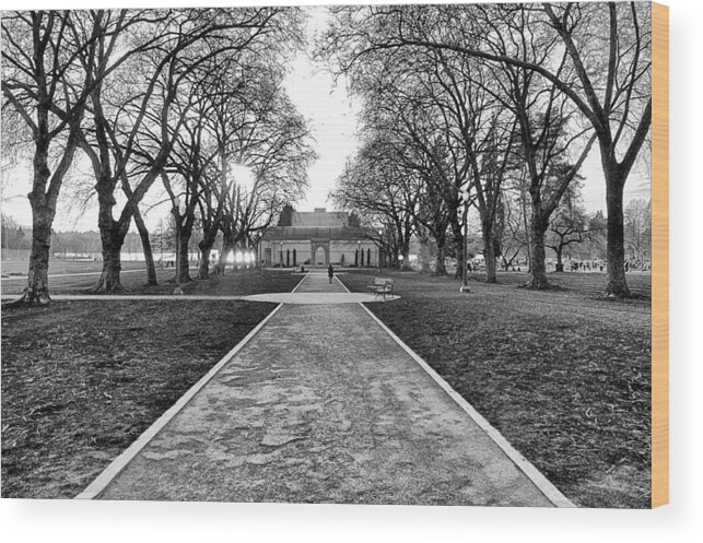 Seattle Wood Print featuring the photograph Green Lake Community Center Black and White by Pelo Blanco Photo