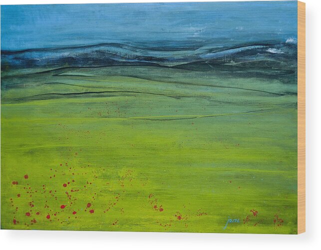 Green Pastures Wood Print featuring the painting Green Pastures by Jani Freimann