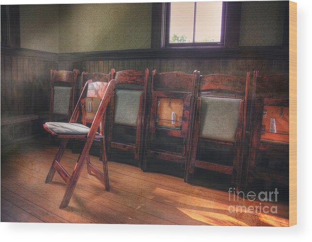 Our Town Wood Print featuring the photograph Green Seat Chair # 2 by Craig J Satterlee