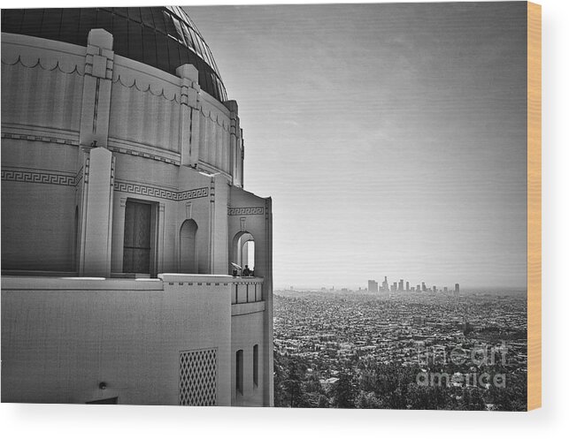 Griffith Park Wood Print featuring the photograph Griffith Observatory and Downtown Los Angeles by Kirt Tisdale