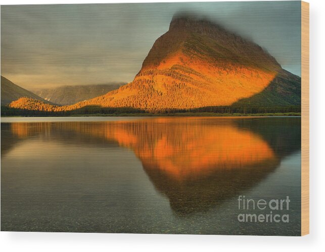 Grinnell Point Wood Print featuring the photograph Grinnell Sunrise Light Painting by Adam Jewell