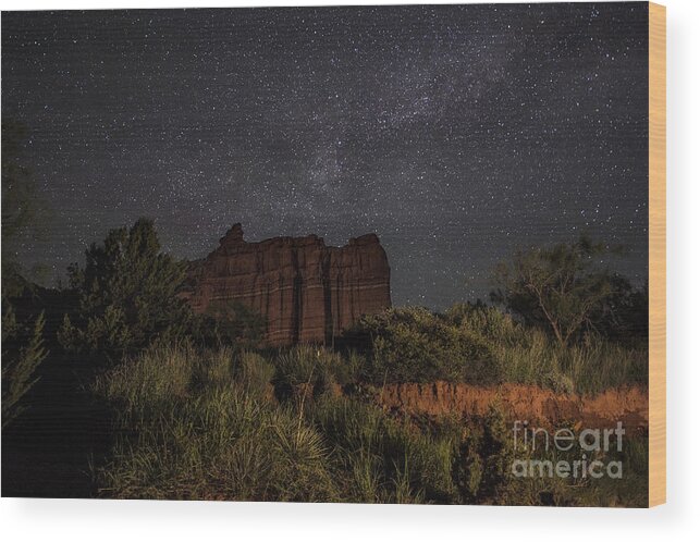 Night Sky Wood Print featuring the photograph Guardians and Milkyway 2 by Melany Sarafis