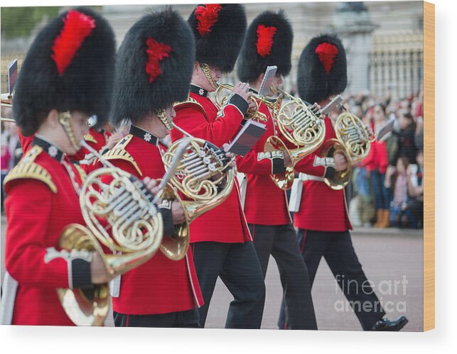 British Wood Print featuring the photograph guards band at Buckingham palace by Andrew Michael
