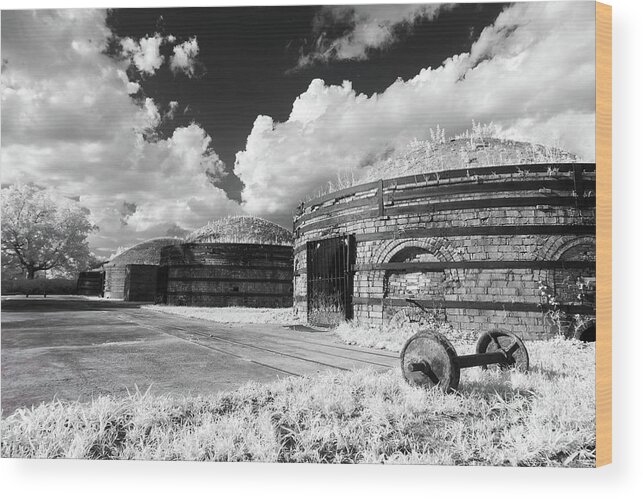 Ir Wood Print featuring the photograph Guignard Kilns in Infrared by Charles Hite