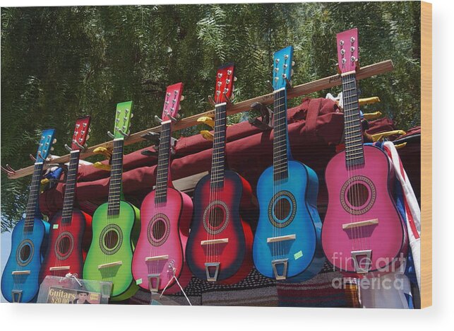 Guitars Wood Print featuring the photograph Guitars in Old Town San Diego by Anna Lisa Yoder