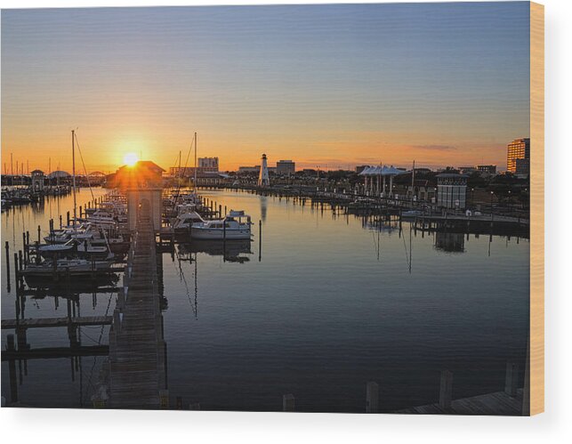 Sunset Wood Print featuring the photograph Gulfport Harbor Sunset by Don Schiffner